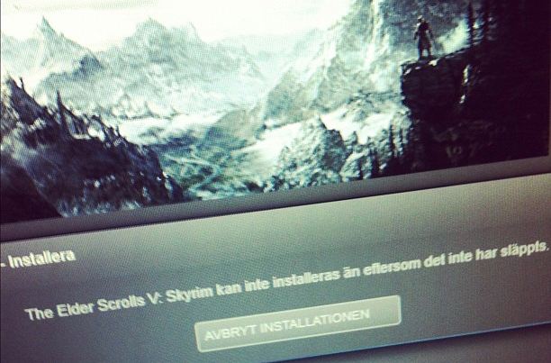 Du får inte installera Skyrim än!